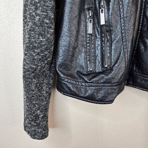 J2 Bomber Jacket w/ Hoodie in Soft Faux Leather Size M - Picture 3 of 14